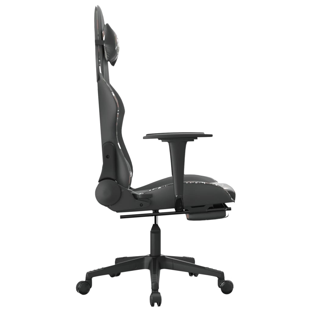 vidaXL Gaming Chair with Footrest Black and Camouflage Faux Leather