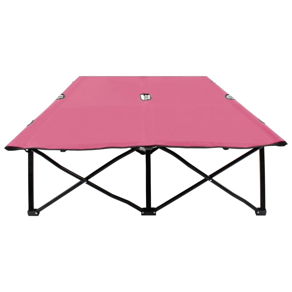 vidaXL Two Person Folding Sun Lounger Pink Steel