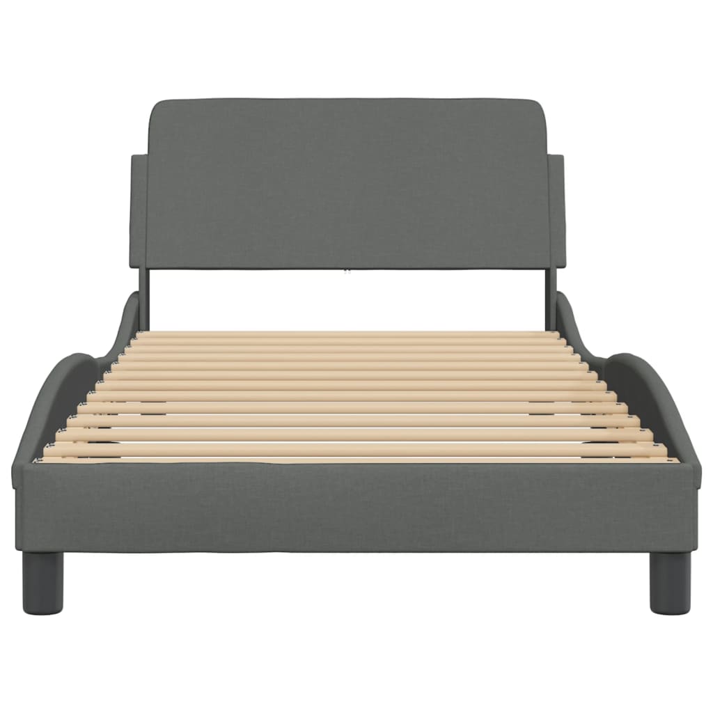 vidaXL Bed Frame with Headboard Dark Gray 39.4"x79.9" Twin XL Fabric