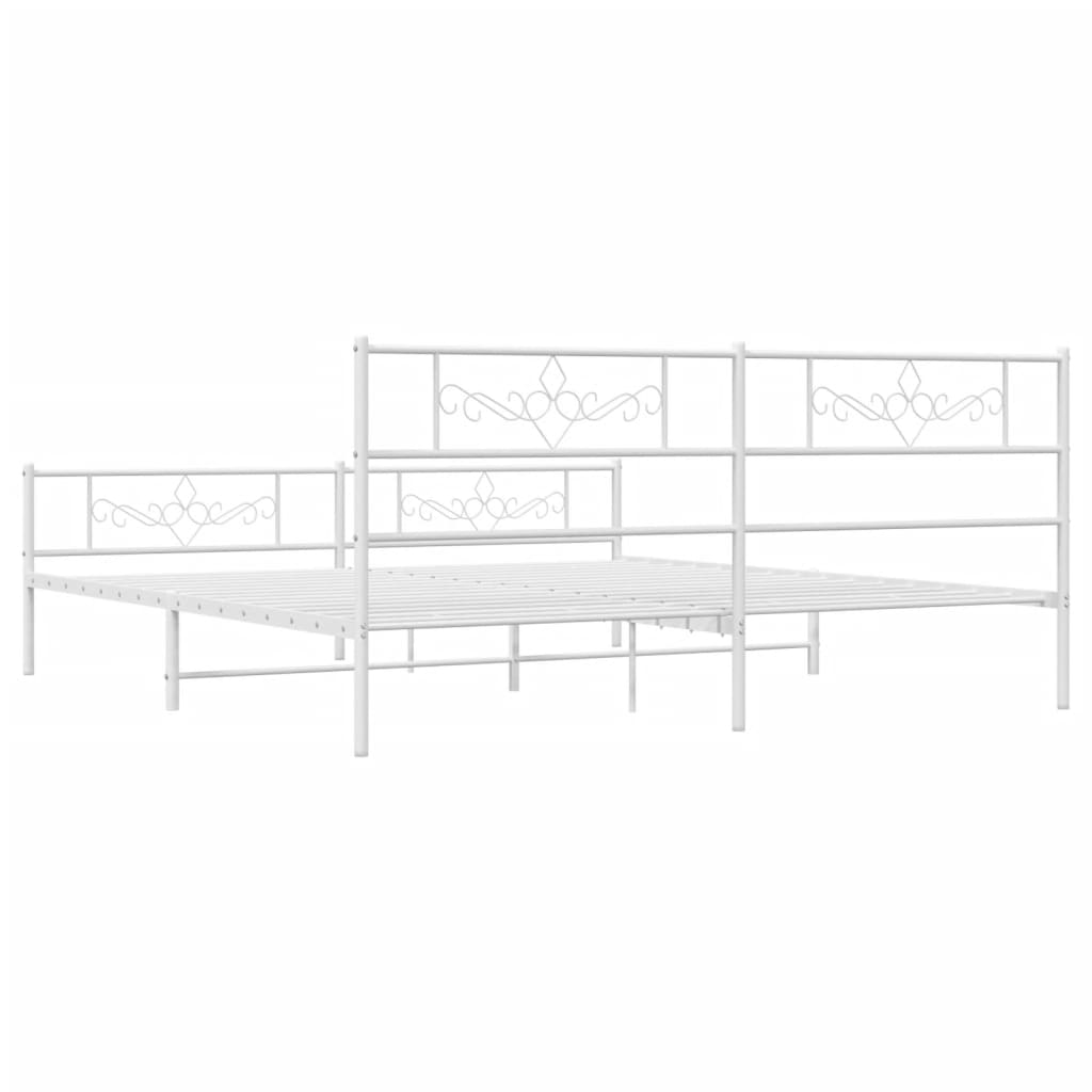 vidaXL Metal Bed Frame with Headboard&Footboard White 72"x83.9" California King