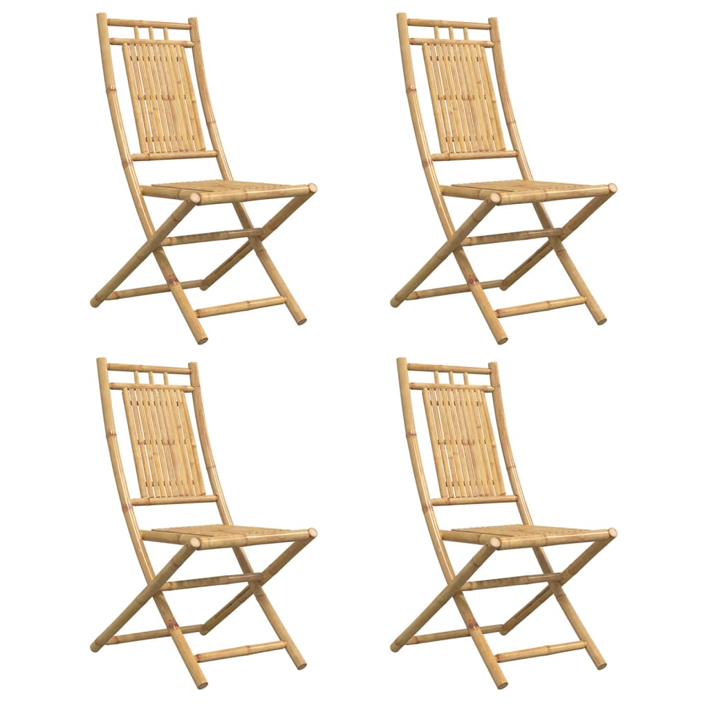 vidaXL Folding Patio Chairs 4 pcs 18.1"x26"x39" Bamboo