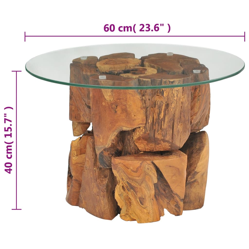 vidaXL Coffee Table Solid Teak Driftwood 23.6"