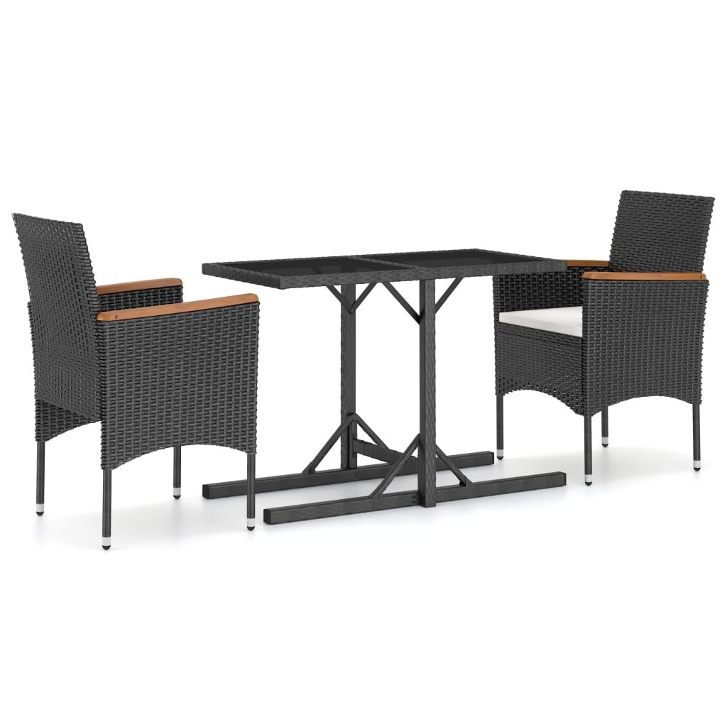 vidaXL 3 Piece Patio Dining Set Black