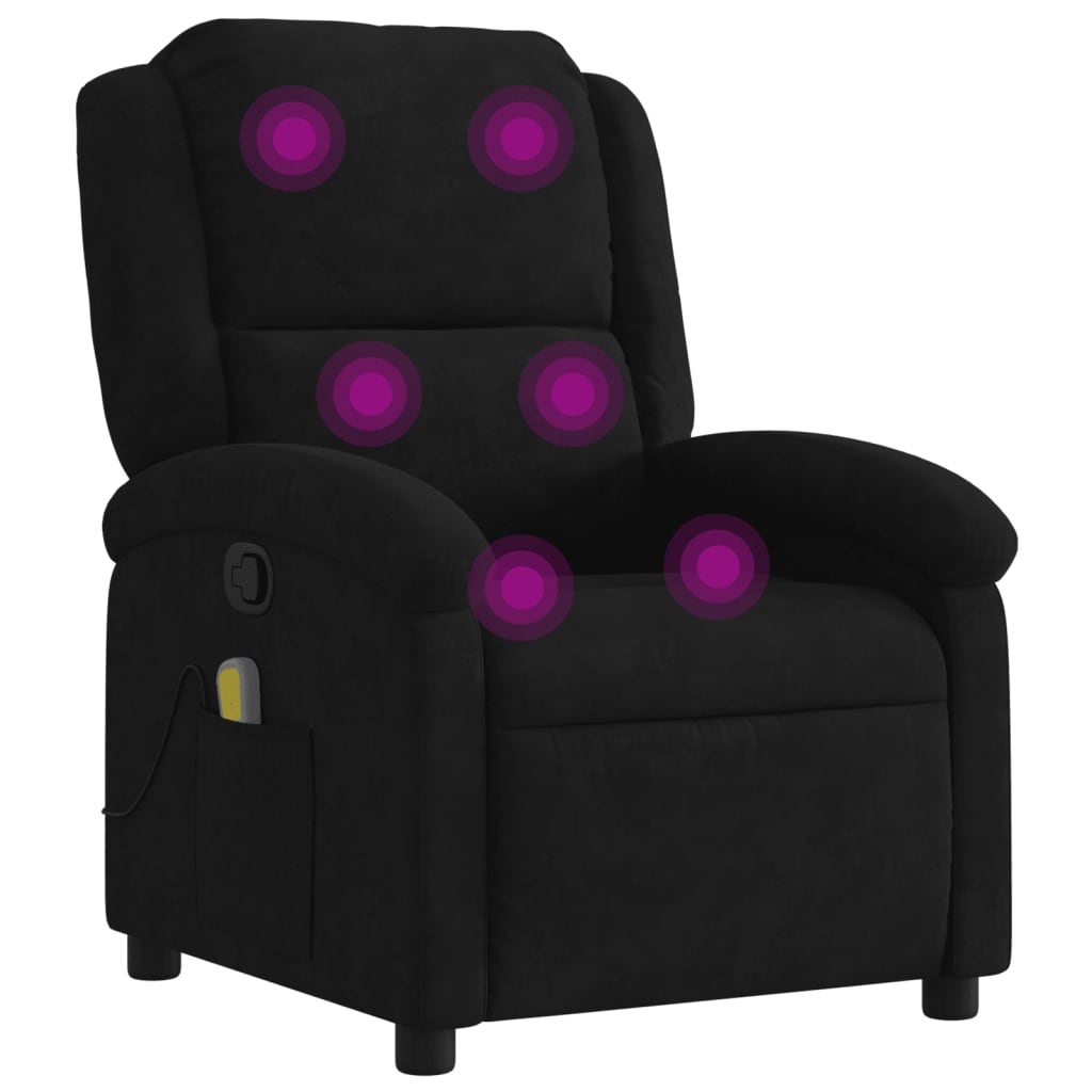 vidaXL Massage Recliner Chair Black Velvet