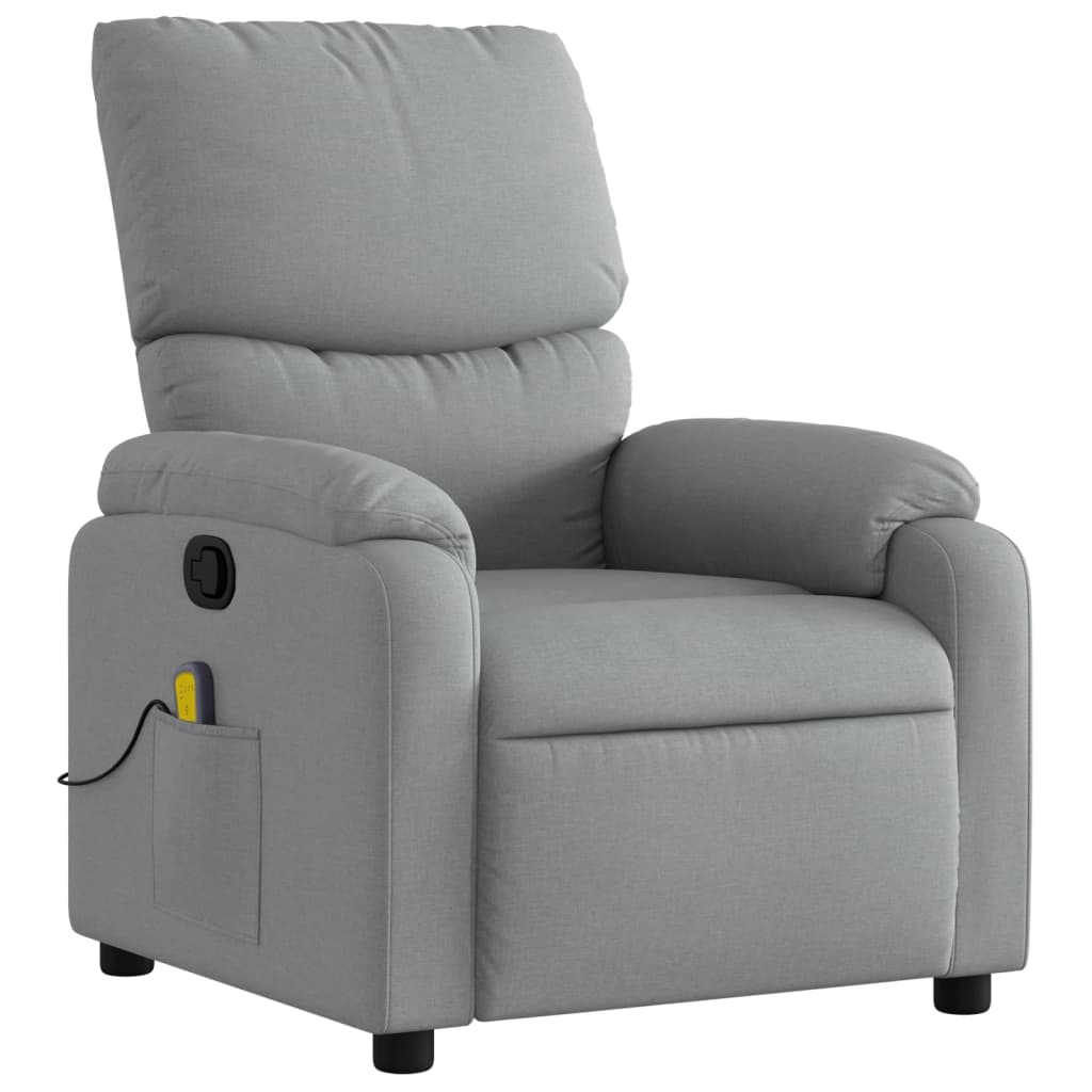 vidaXL Massage Recliner Chair Light Gray Fabric