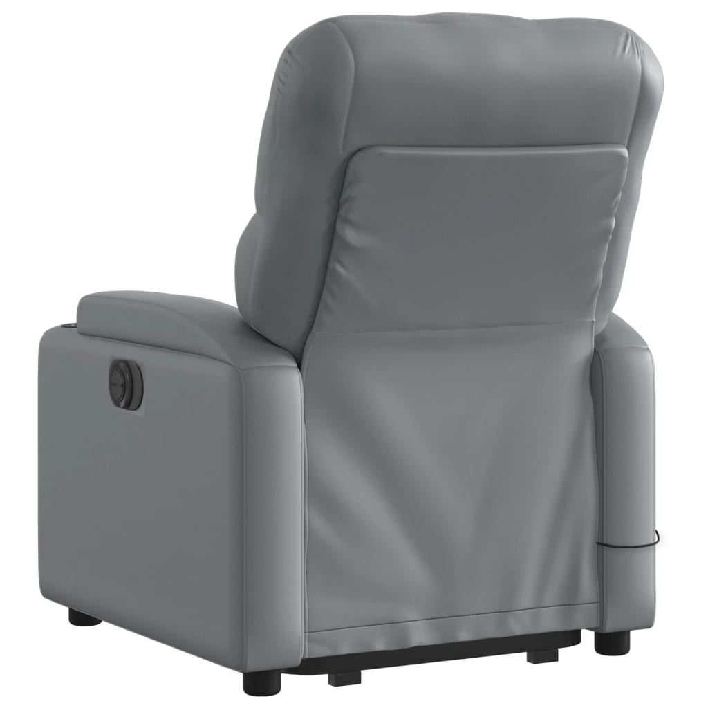 vidaXL Electric Stand up Massage Recliner Chair Gray Faux Leather