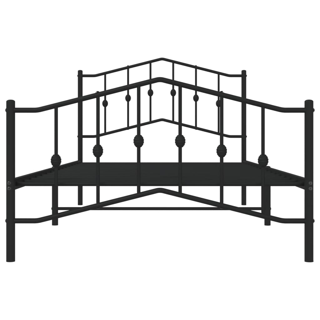 vidaXL Metal Bed Frame without Mattress with Footboard Black 39.4"x78.7"