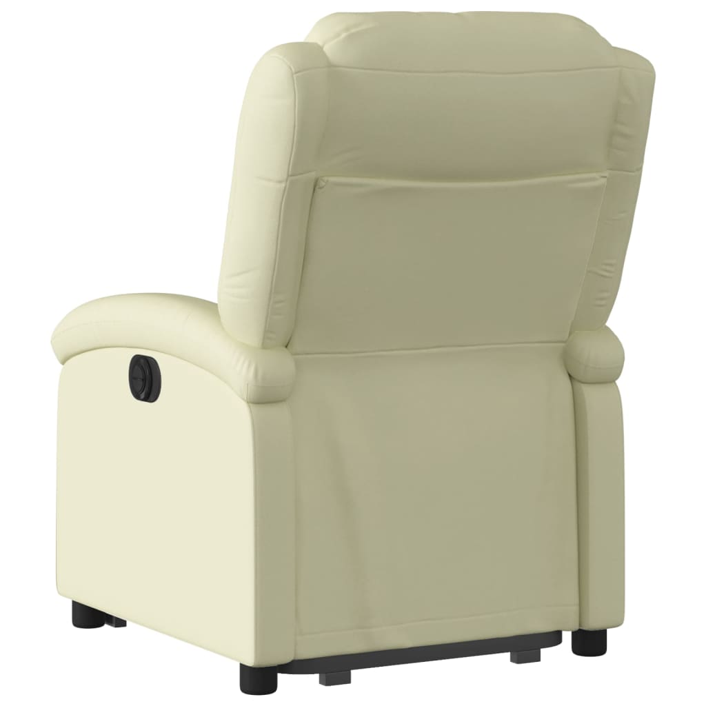 vidaXL Stand up Recliner Chair Cream Real Leather