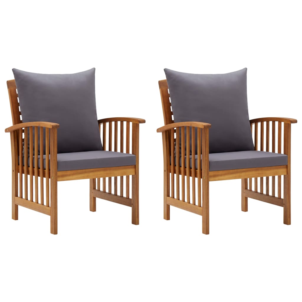 Onmiddellijk stijl leven vidaXL Patio Chairs with Cushions 2 pcs Solid Acacia Wood | vidaXL.com