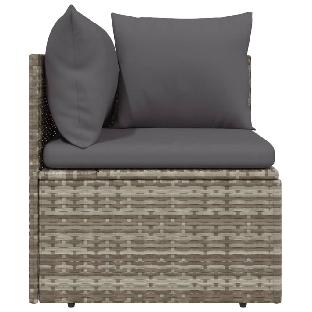 vidaXL Patio Corner Sofa with Cushion Gray 22.4"x22.4"x22" Poly Rattan