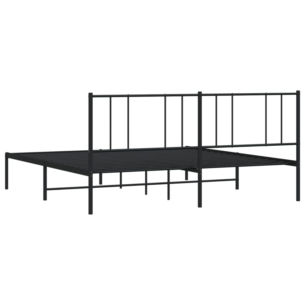 vidaXL Metal Bed Frame without Mattress with Headboard Black 72"x83.9"