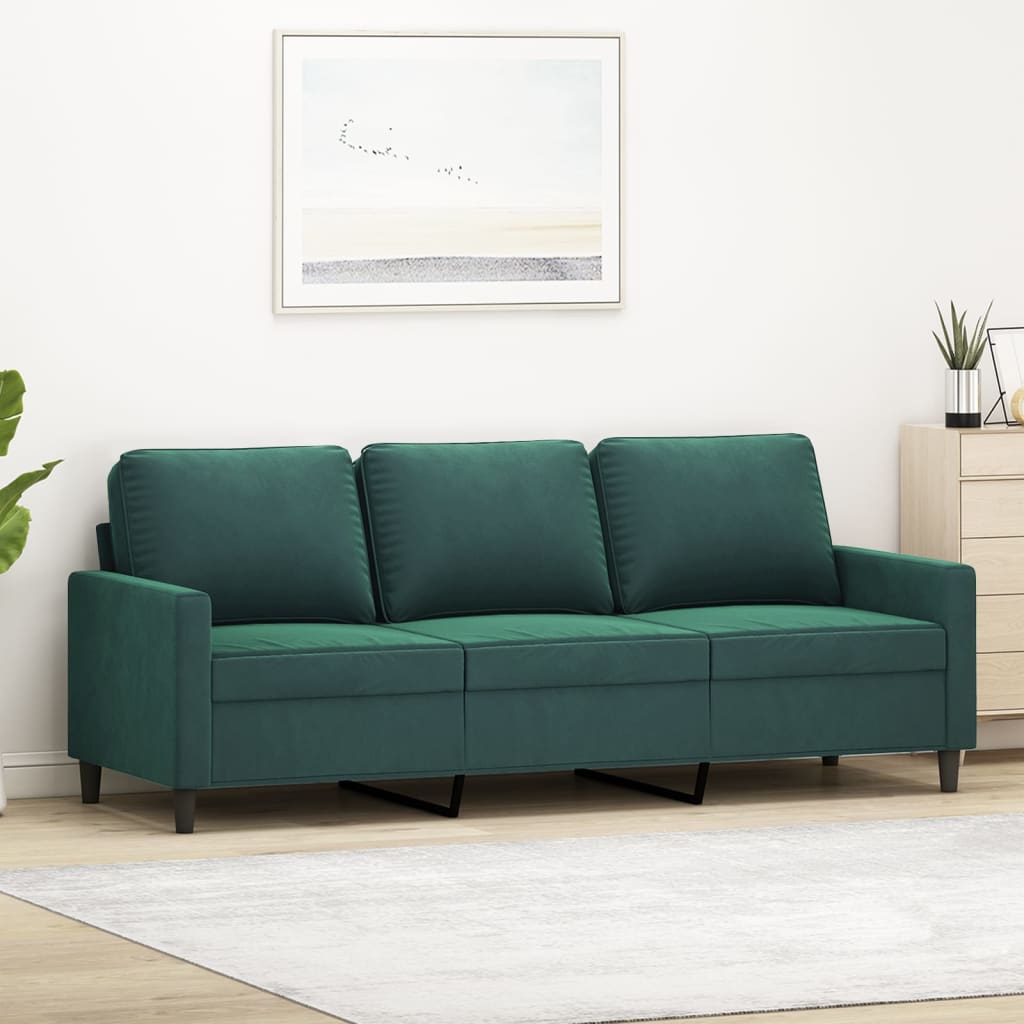 vidaXL 3-Seater Sofa Dark Green 70.9" Velvet