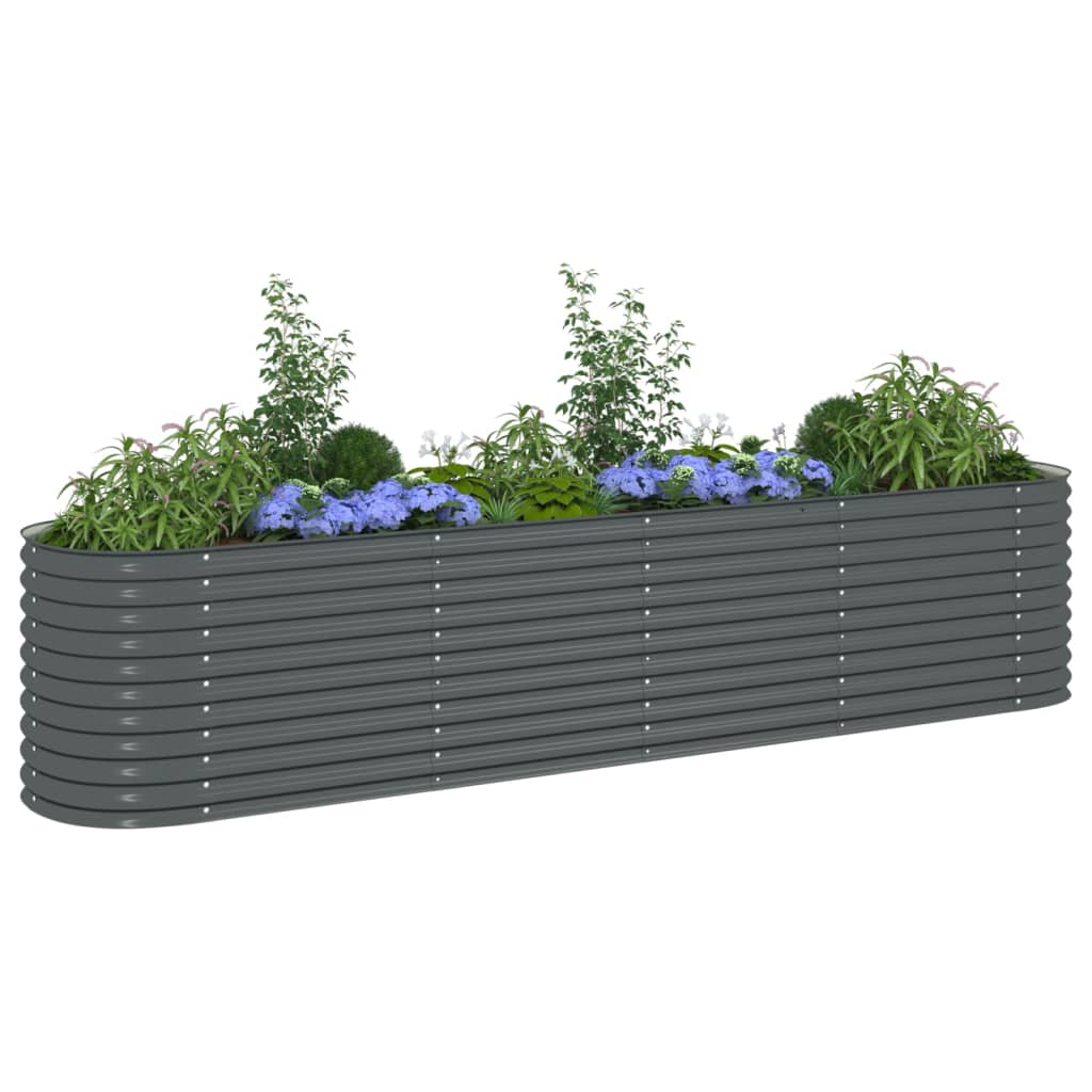 vidaXL Garden Raised Bed 157.5"x31.5"x31.9" Galvanized Steel Gray