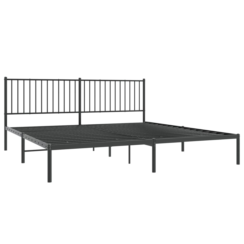 vidaXL Metal Bed Frame with Headboard Black 76"x79.9" King