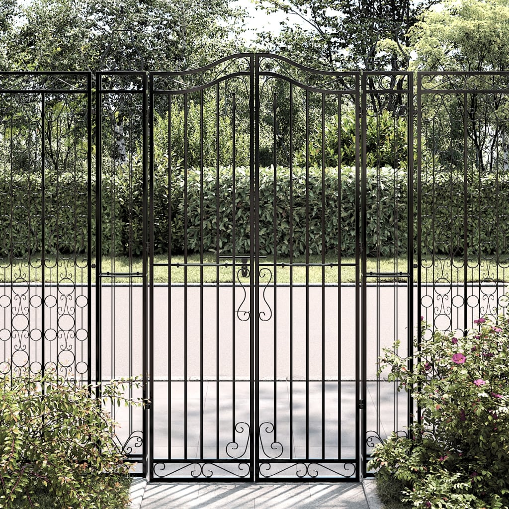 vidaXL Garden Gate Black 47.6"x3.1"x70.9" Wrought Iron