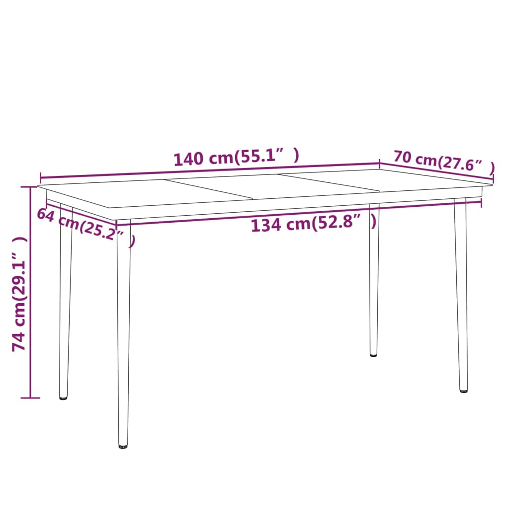 vidaXL 7 Piece Patio Dining Set Black