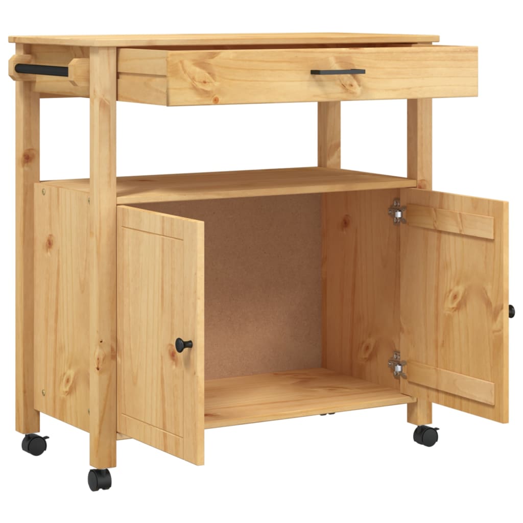 vidaXL Kitchen Trolley MONZA 33.1"x15.7"x35.4" Solid Wood Pine