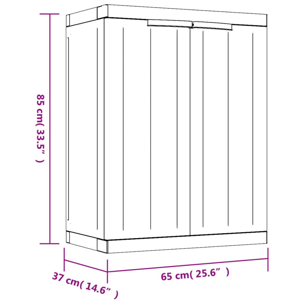 vidaXL Outdoor Storage Cabinet Gray and Black 25.6"x14.6"x33.5" PP