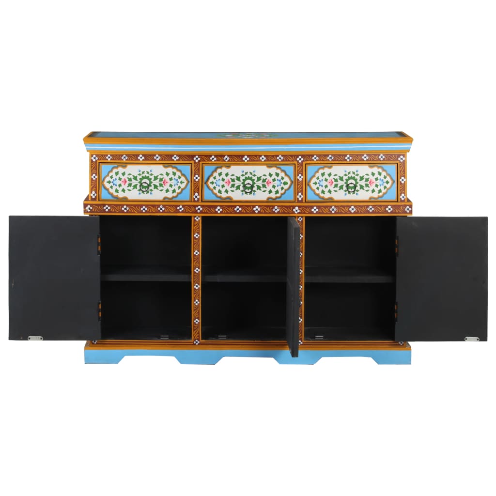 vidaXL Hand-Painted Sideboard Multicolor 43.3"x11.8"x29.9" Solid Mango Wood