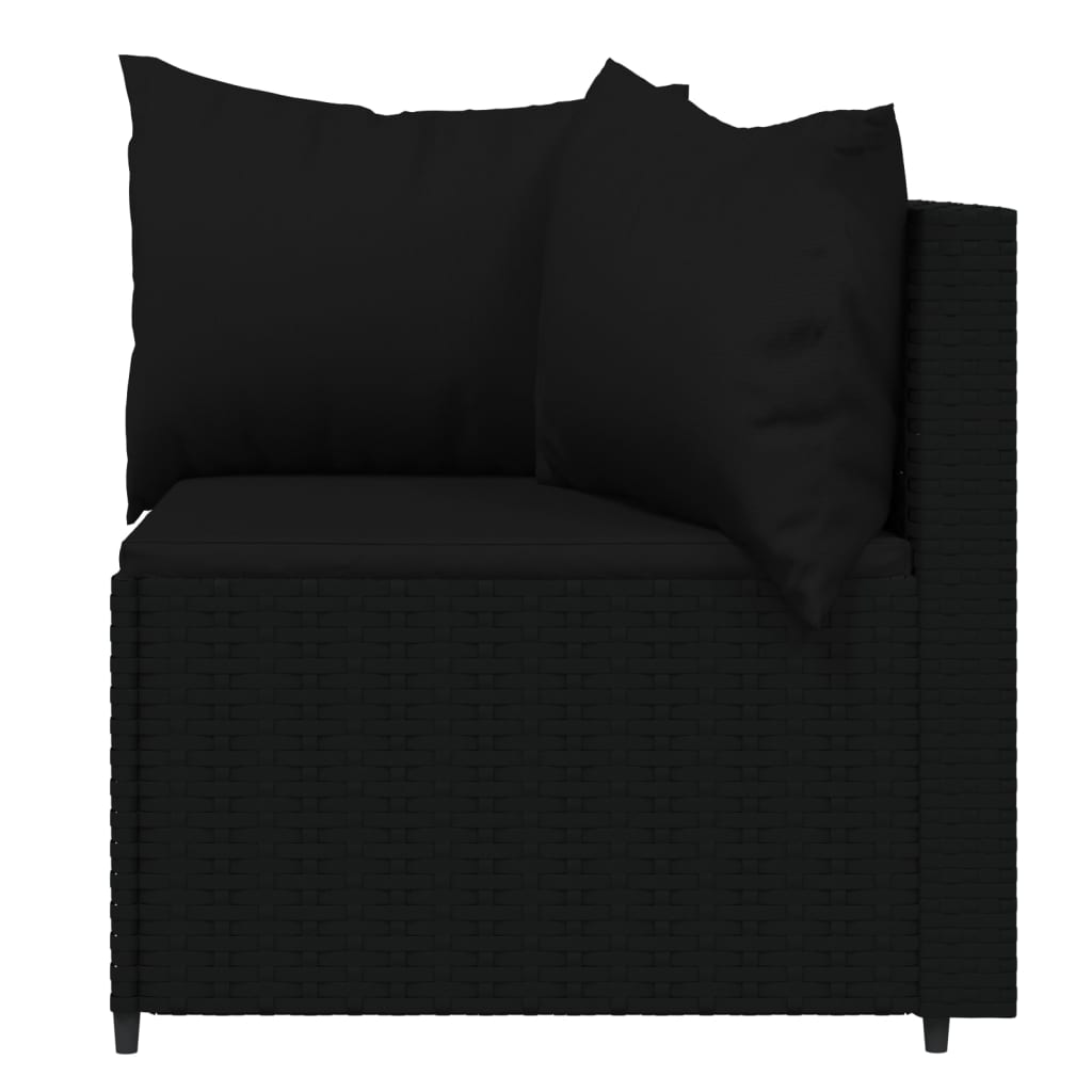 vidaXL 4 Piece Patio Lounge Set with Cushions Black Poly Rattan