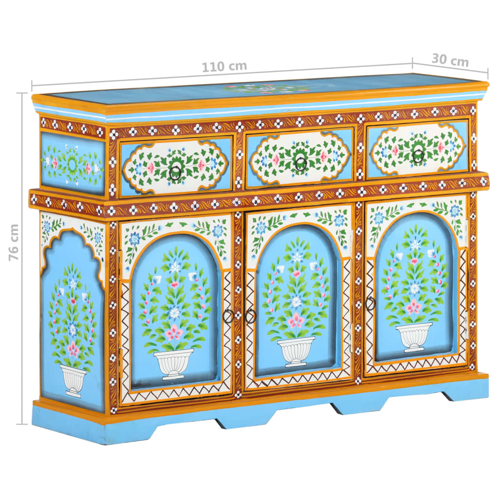 vidaXL Hand-Painted Sideboard Multicolor 43.3"x11.8"x29.9" Solid Mango Wood