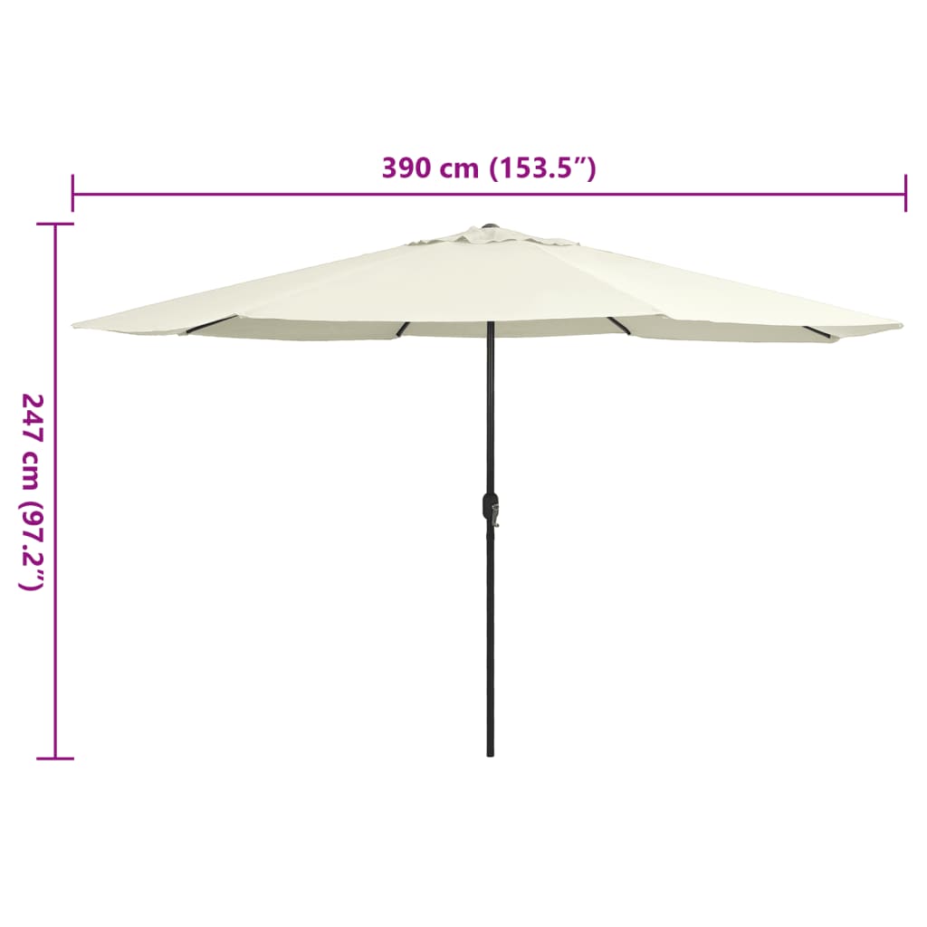 vidaXL Garden Parasol with Metal Pole 153.5" Sand White