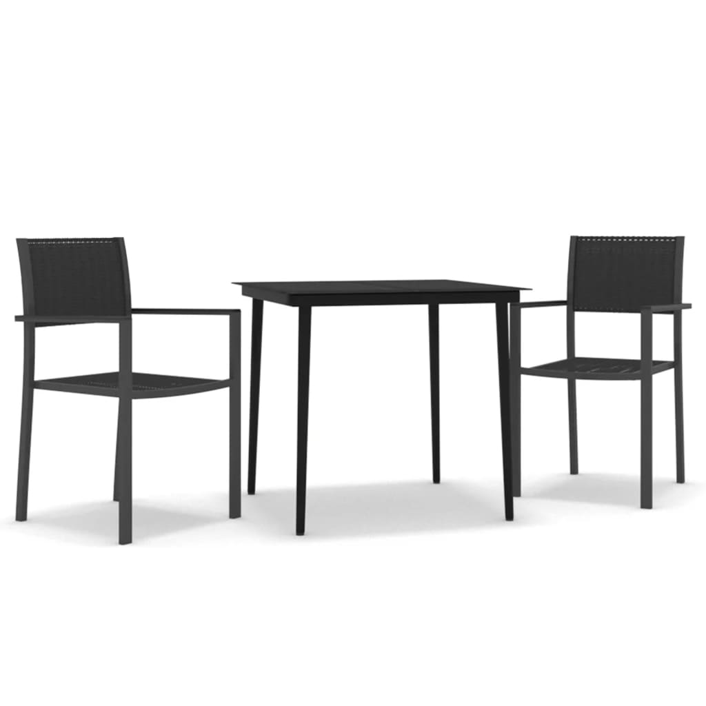 vidaXL 3 Piece Patio Dining Set Black