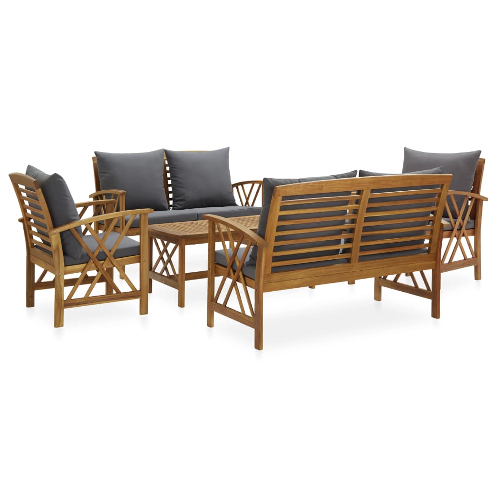 vidaXL 5 Piece Patio Lounge Set with Cushions Solid Acacia Wood