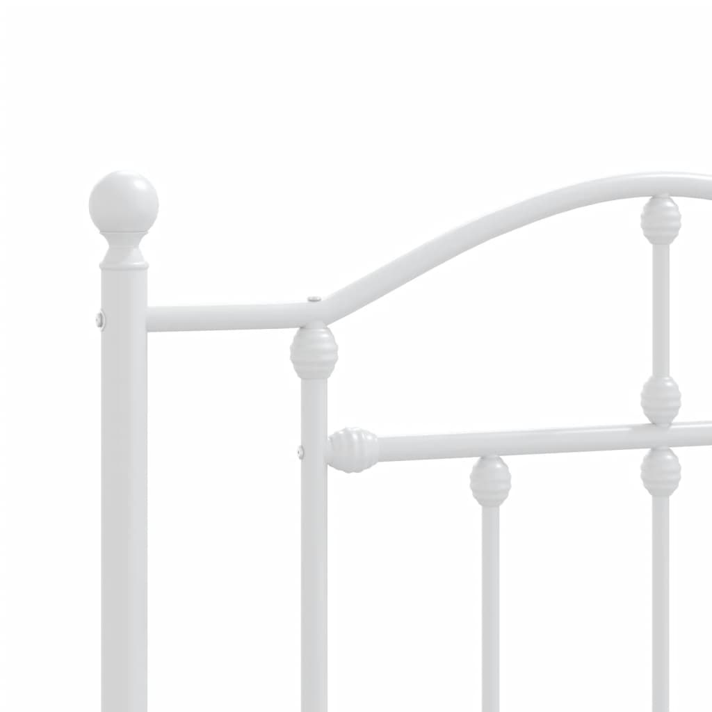 vidaXL Metal Bed Frame without Mattress with Headboard White 39.4"x78.7"