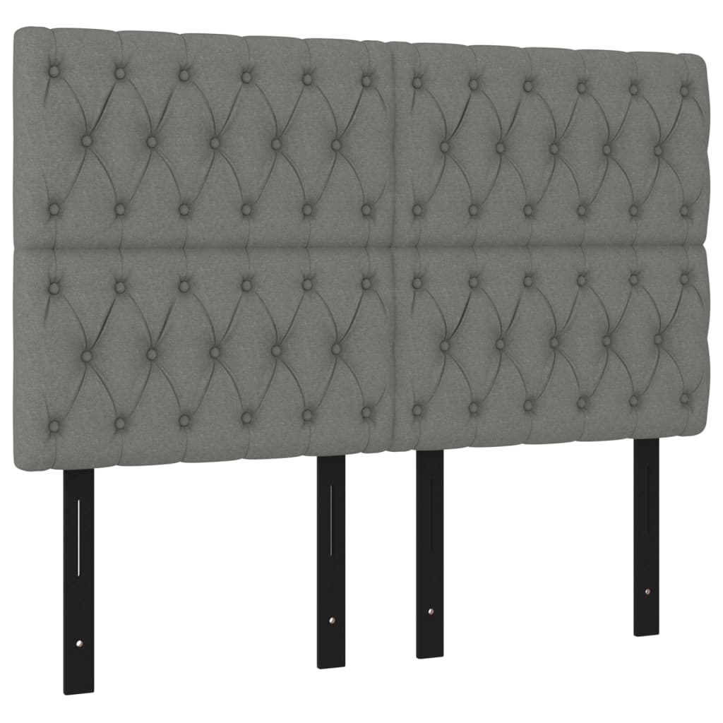 vidaXL LED Headboard Dark Gray 56.7"x2.8"x46.5"/50.4" Fabric