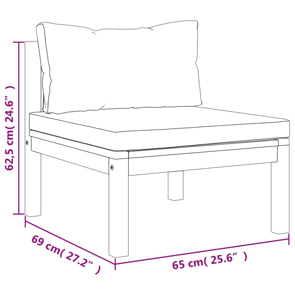 vidaXL 4 Piece Patio Lounge Set with Cushion Solid Acacia Wood