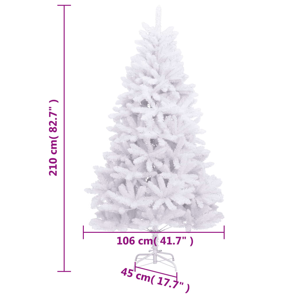 vidaXL Artificial Hinged Christmas Tree with Stand White 82.7"