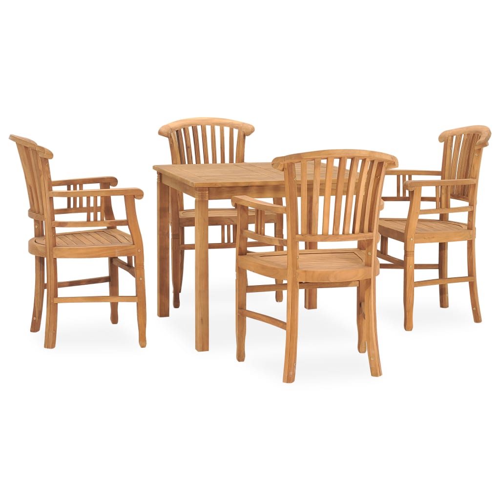 vidaXL 5 Piece Patio Dining Set Solid Teak Wood