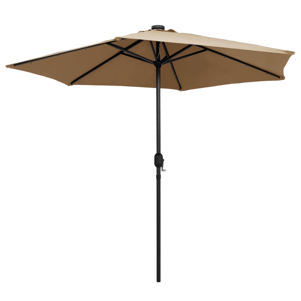 vidaXL Garden Parasol with LED Lights and Aluminum Pole 106.3" Taupe