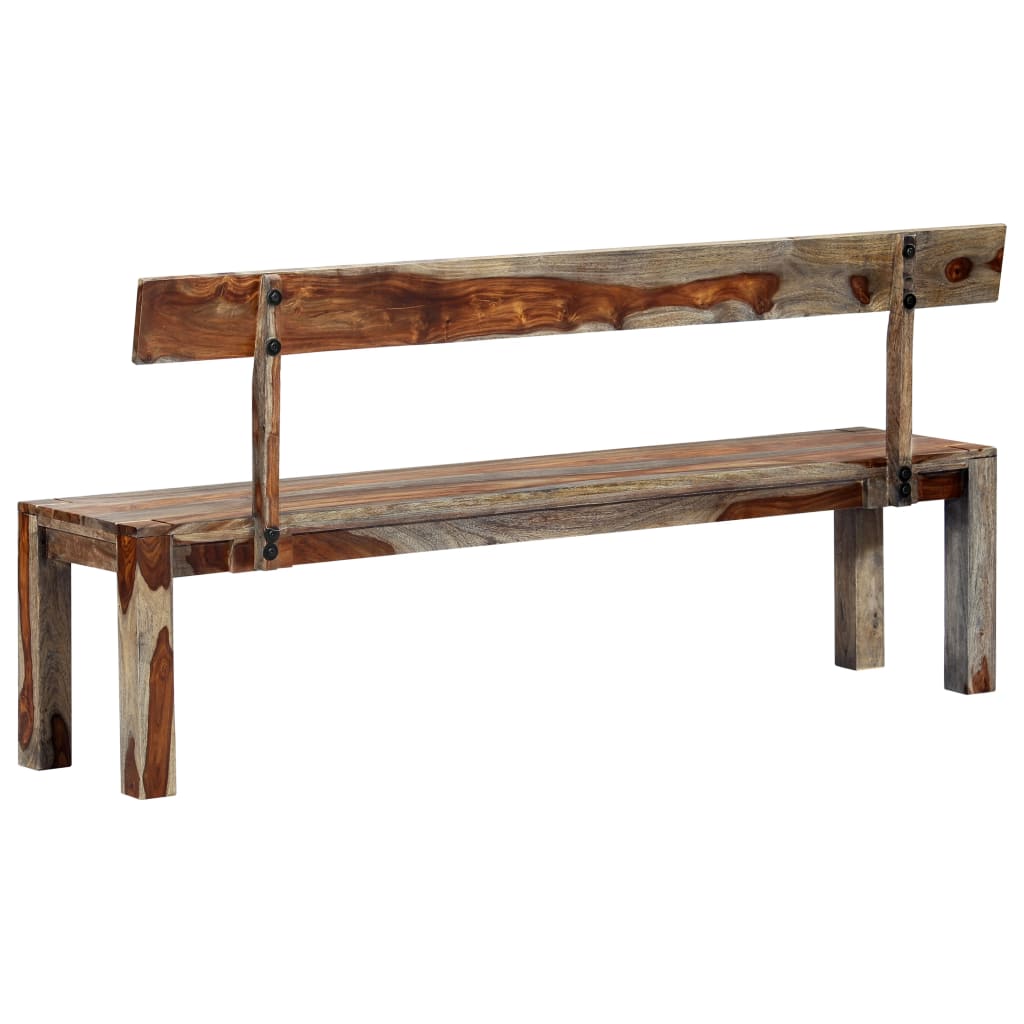 vidaXL Bench 63" Gray Solid Sheesham Wood