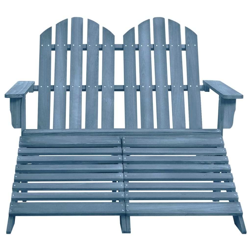 vidaXL 2-Seater Patio Adirondack Chair&Ottoman Fir Wood Blue