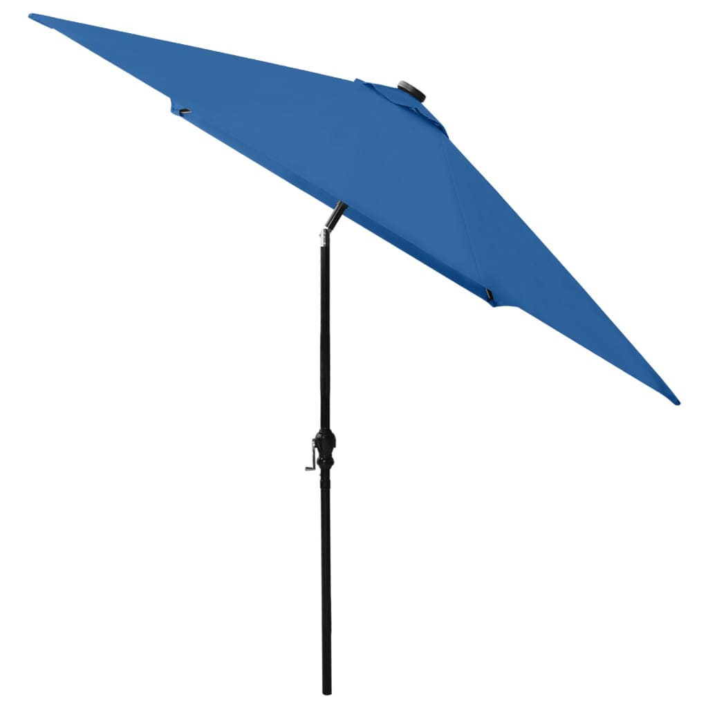 vidaXL Parasol with LEDs and Steel Pole Azure Blue 6.6'x9.8'