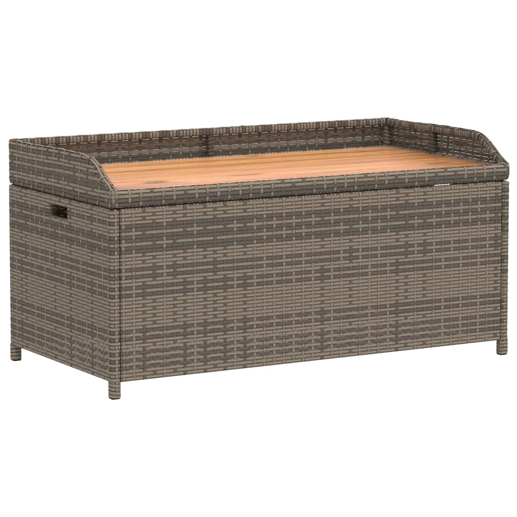 vidaXL Storage Bench Gray 39.4"x19.7"x20.5" Poly Rattan and Acacia Wood