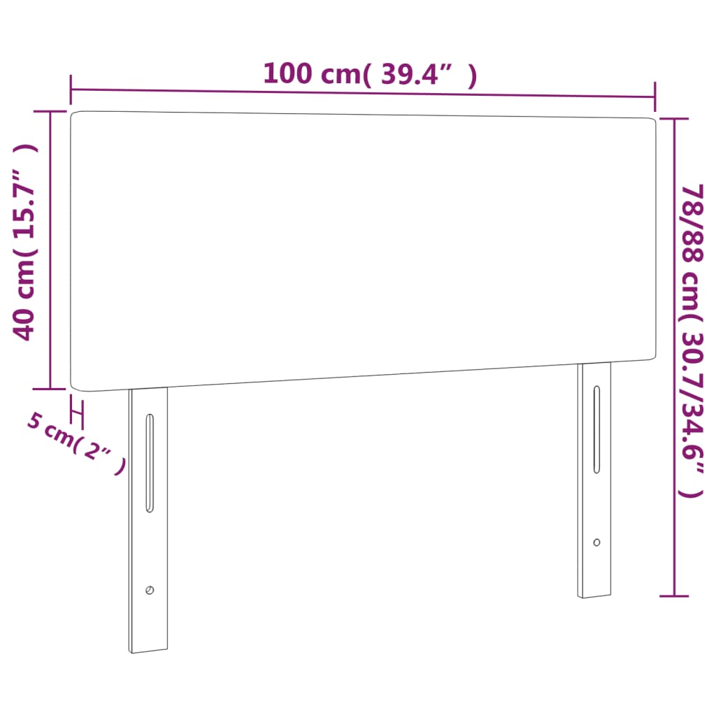 vidaXL Headboard Dark Gray 39.4"x2"x30.7"/34.6" Fabric