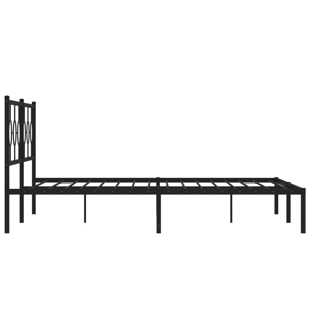 vidaXL Metal Bed Frame without Mattress with Headboard Black 76"x79.9"