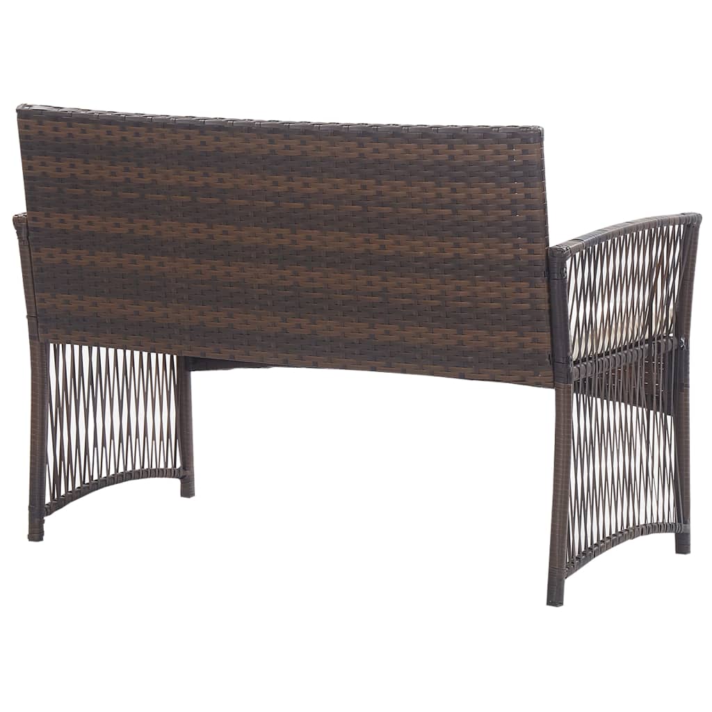 vidaXL 4 Piece Patio Lounge Set with Cushion Poly Rattan Brown