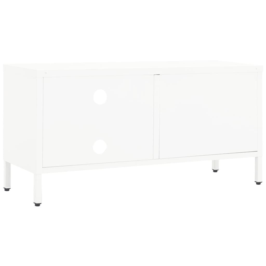 vidaXL TV Stand White 35.4"x11.8"x17.3" Steel and Glass