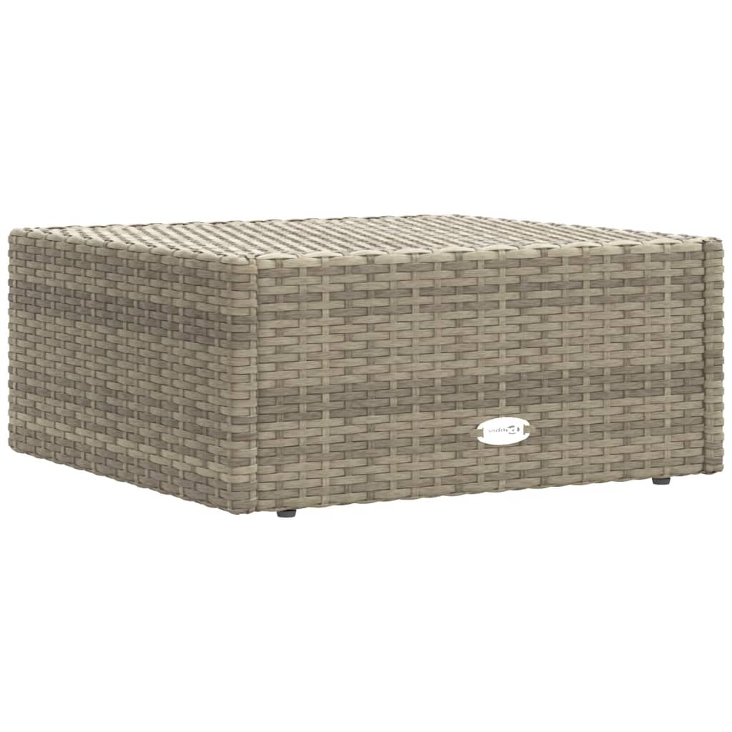 vidaXL Patio Footstool with Cushion Gray Poly Rattan