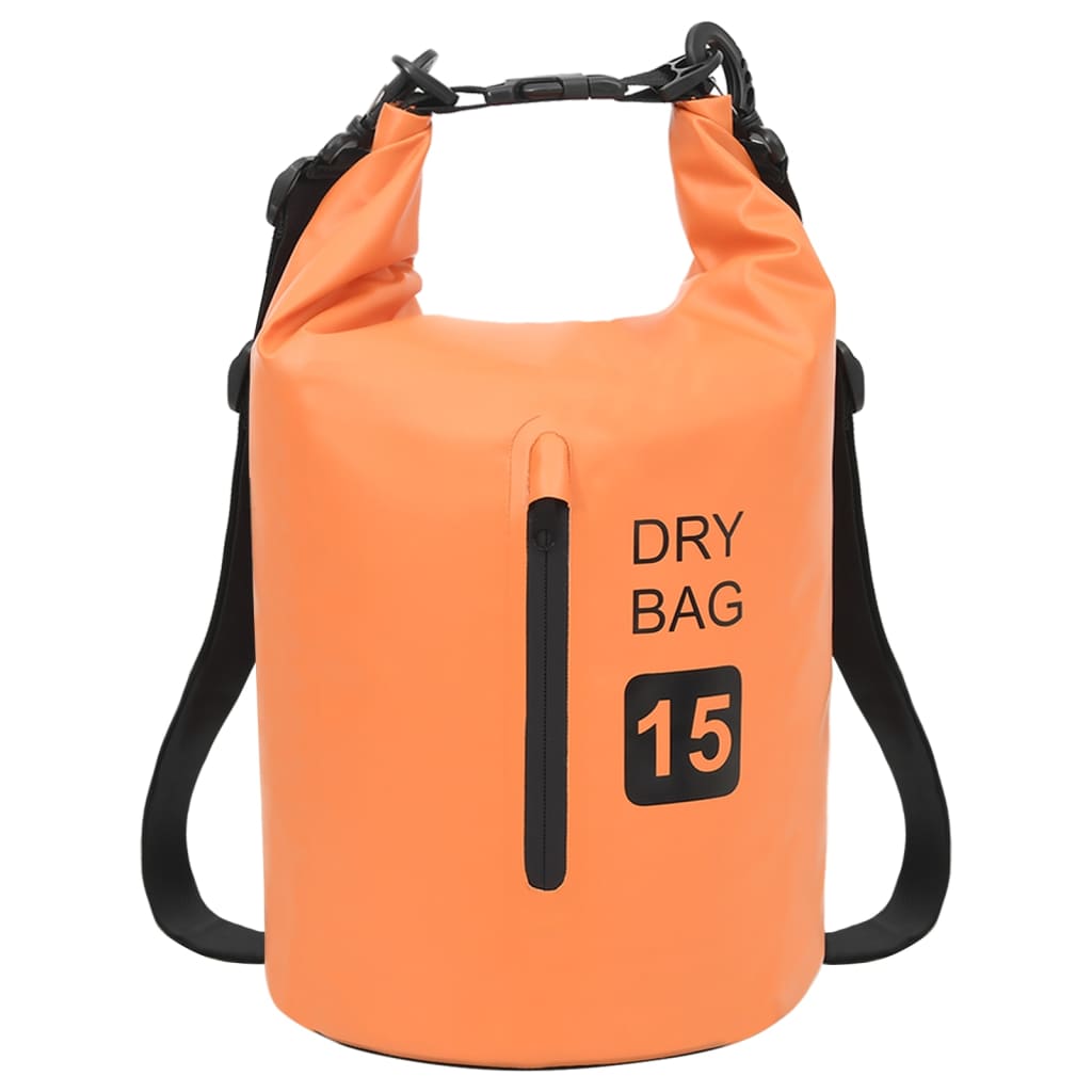 vidaXL Dry Bag with Zipper Orange 4 gal PVC