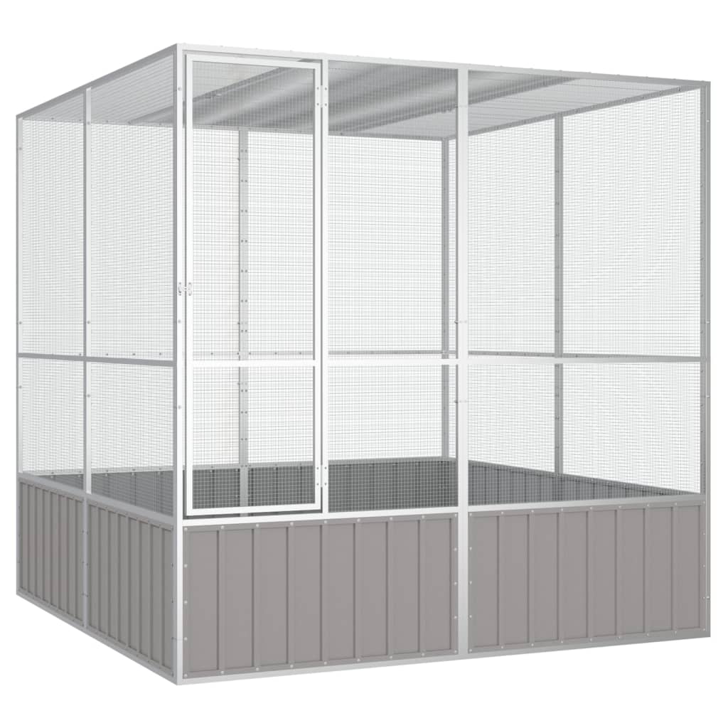 vidaXL Bird Cage Gray 84.1"x85.6"x83.3" Galvanized Steel