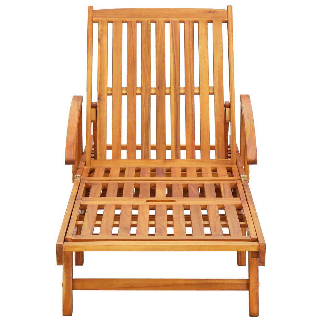 vidaXL Patio Sun Lounger with Cushion Solid Acacia Wood