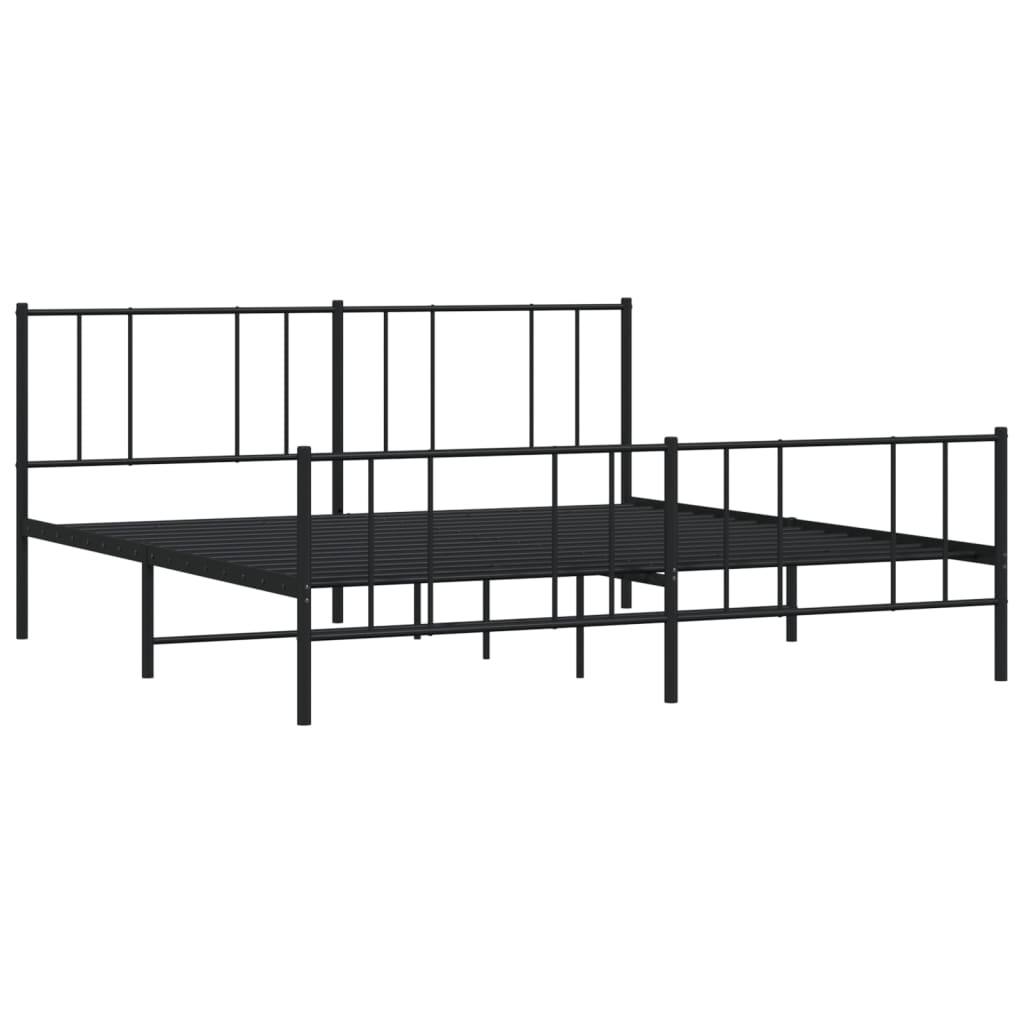 vidaXL Metal Bed Frame without Mattress with Footboard Black 76"x79.9"