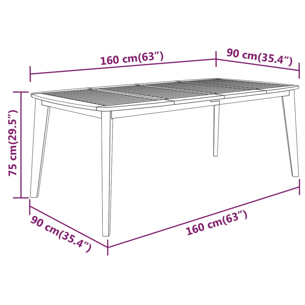 vidaXL 5 Piece Patio Dining Set Solid Wood Acacia