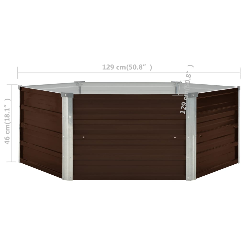 vidaXL Raised Garden Bed Brown 50.8"x50.8"x18.1" Galvanized Steel