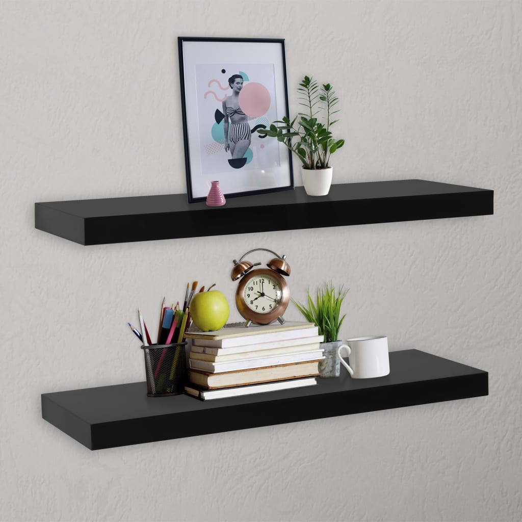 vidaXL Floating Wall Shelves 2 pcs Black 39.4"x7.9"x1.5"